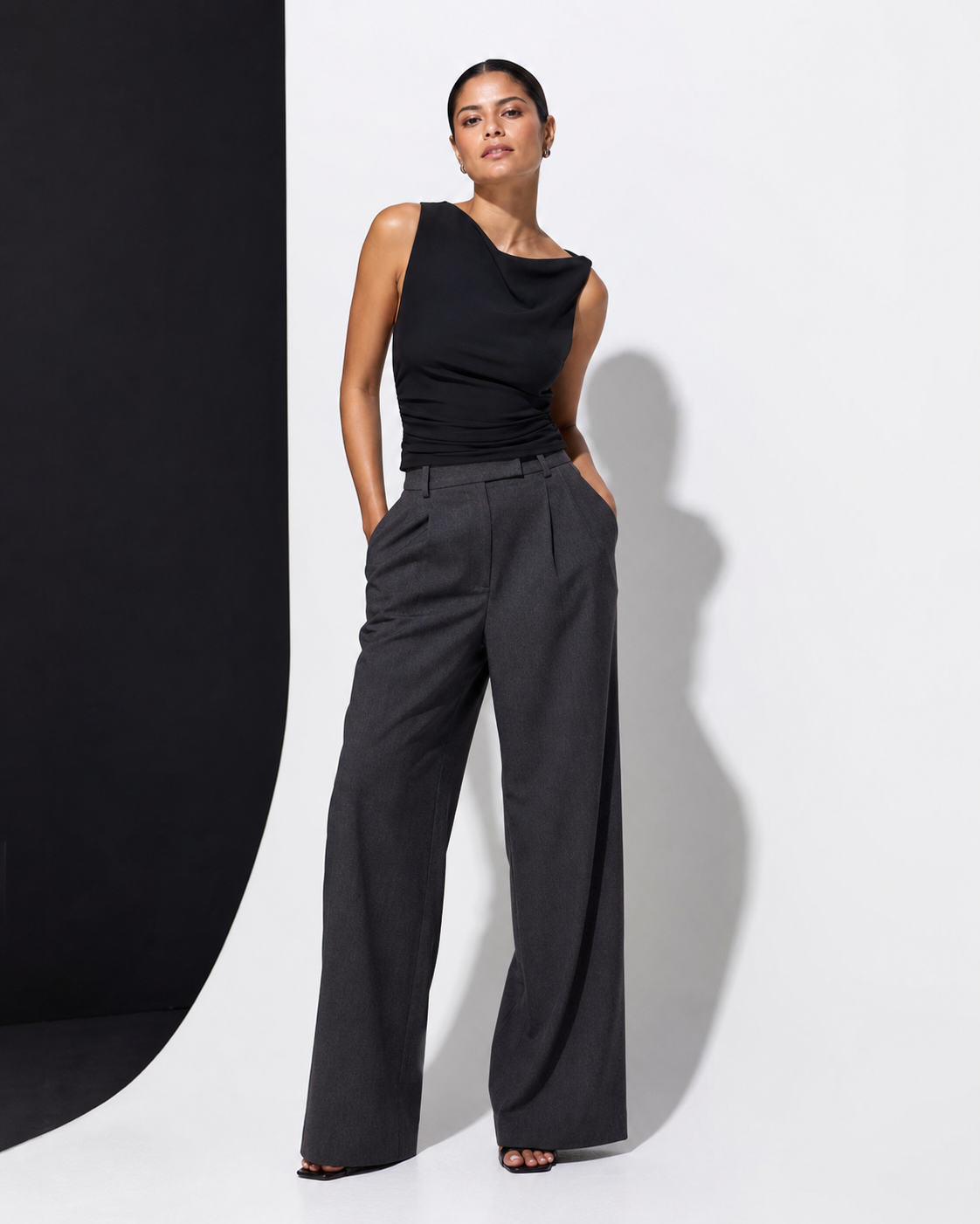 Model wearing the Elara Draped Top