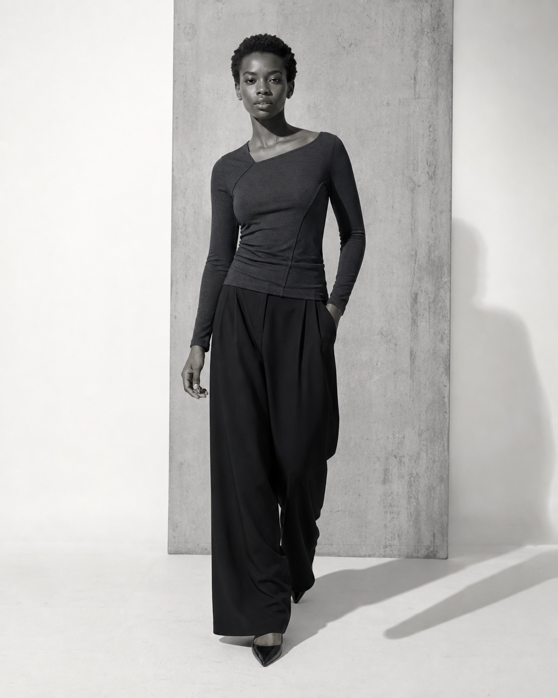 Model wearing the Vale Long-Sleeve Top